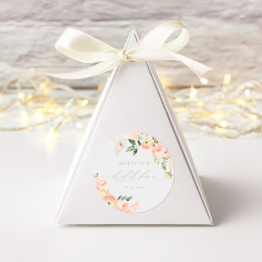 Sticker Rond Élégant Mariage Rose & Vert Sauge