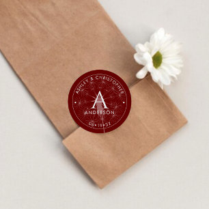 Sticker Rond Élégant Mariage rouge Crimson moderne