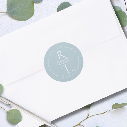 Sticker Rond Élégant Mariage simple gris blanc