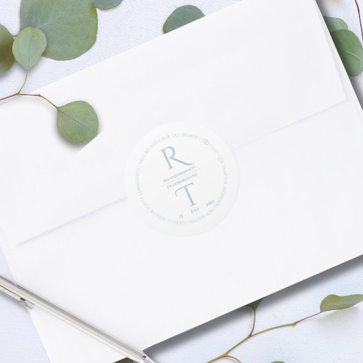 Sticker Rond Élégant Mariage simple gris blanc