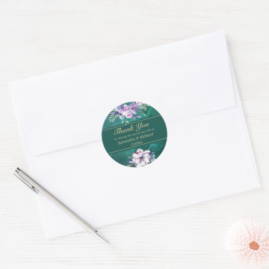 Sticker Rond Élégant Mariage vert (Enveloppe)