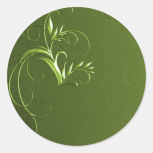 Sticker Rond Elégant Mariage vert Enveloppe sceaux