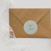 Sticker Rond Élégant Mariage vert Sage