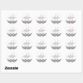 Sticker Rond Élégant mariage violet monogramme Enregistrer la d (Feuille)