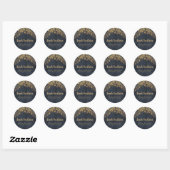 Sticker Rond Elegant Marine Blue Gold String Lumières Bokeh Adr (Feuille)