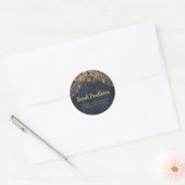 Sticker Rond Elegant Marine Blue Gold String Lumières Bokeh Adr (Enveloppe)