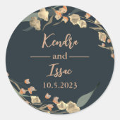 Sticker Rond Elégant Marine et Boho Beige Botanique (Devant)