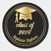 Sticker Rond Elegant Maroon | Gold 2026 Graduate Cap Graduation (Devant)