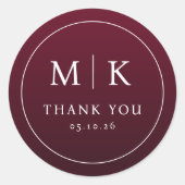 Sticker Rond Elegant Maroon Thank You Circle (Devant)