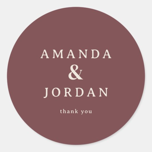 Sticker Rond Elegant Maroon Typographic Thank You (Devant)