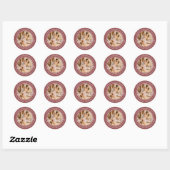 Sticker Rond Elégant Marsala Love Is Sweet Mariage Photo (Feuille)