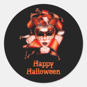 Sticker Rond Élégant Masque d'Halloween rouge