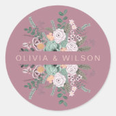Sticker Rond Élégant mauve florale (Devant)