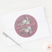 Sticker Rond Élégant mauve florale (Enveloppe)