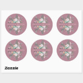 Sticker Rond Élégant mauve florale (Feuille)