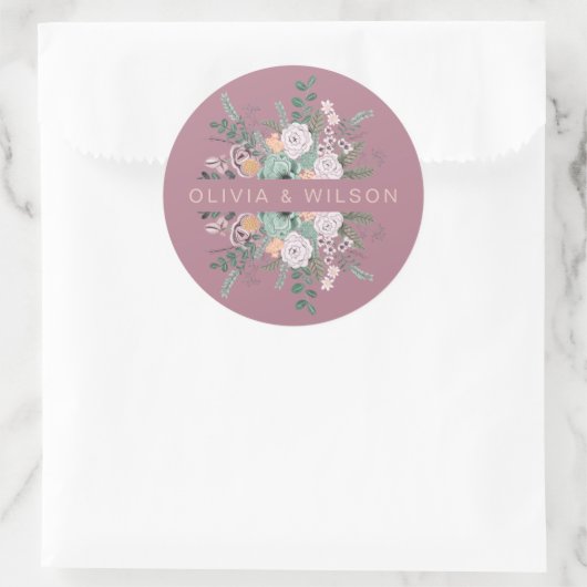 Sticker Rond Élégant mauve florale (Sac)