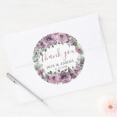 Sticker Rond Élégant Mauve Plum violet Mariage floral (Enveloppe)