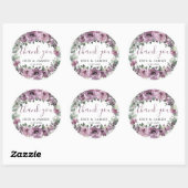 Sticker Rond Élégant Mauve Plum violet Mariage floral (Feuille)