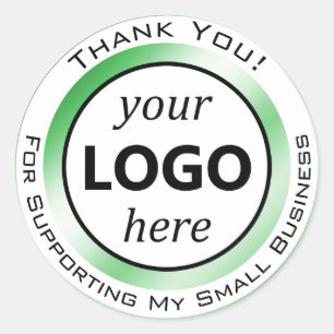 Sticker Rond Élégant Merci blanc vert clair Votre logo ici