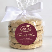 Sticker Rond Élégant Merci Bourgogne d'or