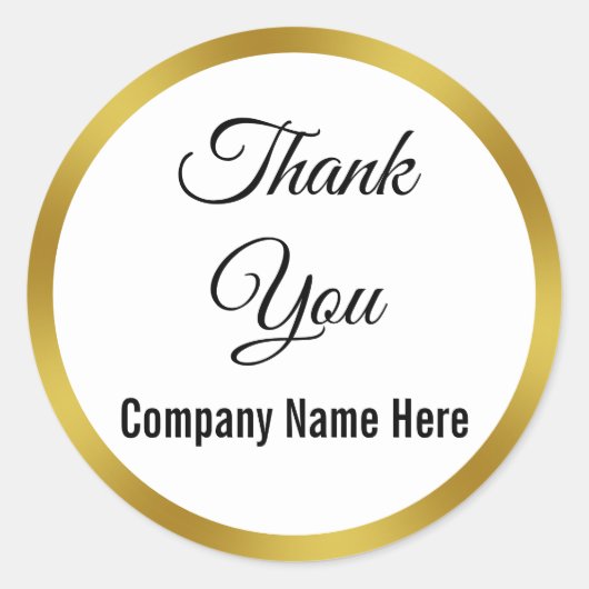 Sticker Rond Elégant Merci d'affaires blanc et or Faux (Devant)
