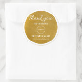 Sticker Rond Élégant Merci d'affaires Gold White (Sac)