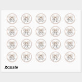 Sticker Rond Elégant Merci de Baby shower blanc Pearl Bow (Feuille)