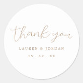 Sticker Rond Élégant Merci de calligraphie or Mariage (Devant)