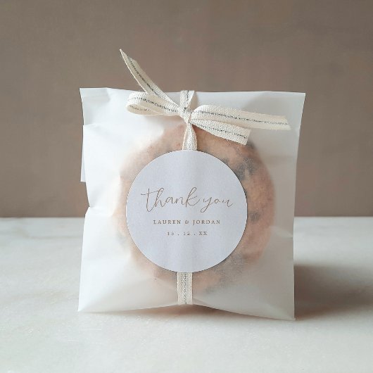 Sticker Rond Élégant Merci de calligraphie or Mariage