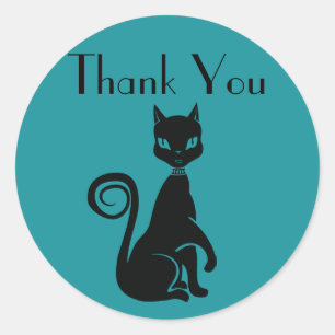 Sticker Rond Élégant Merci de chat noir