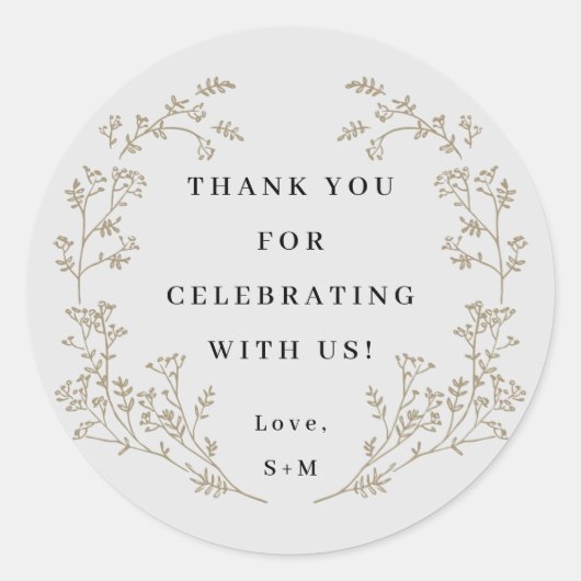 Sticker Rond Élégant Merci de couronne d'or (Devant)