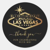Sticker Rond Elégant Merci de fête d'anniversaire de Las Vegas (Devant)