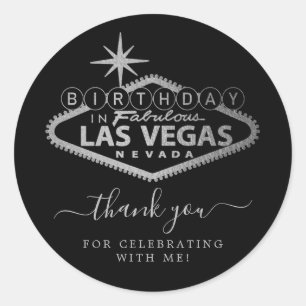 Sticker Rond Elégant Merci de fête d'anniversaire de Las Vegas