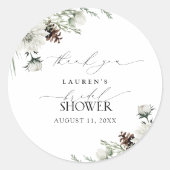 Sticker Rond Elégant Merci de Fête des mariées de verdure hiver (Devant)