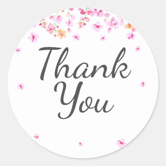 Sticker Rond Élégant Merci de Fête des mariées en fleurs (Devant)