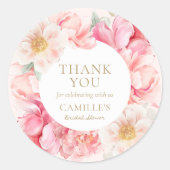 Sticker Rond Élégant Merci de Fête des mariées rose (Devant)