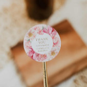 Sticker Rond Élégant Merci de Fête des mariées rose