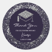 Sticker Rond Élégant Merci de graduation - Casquette argent (Devant)