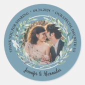 Sticker Rond Elégant Merci de mariage phoque enveloppe photo (Devant)