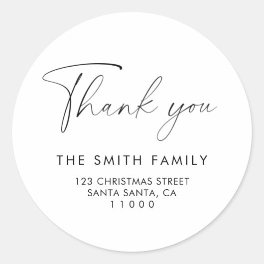 Sticker Rond Élégant Merci de Noël Script (Devant)
