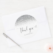 Sticker Rond Élégant Merci de Parties scintillant en argent (Enveloppe)