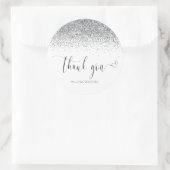 Sticker Rond Élégant Merci de Parties scintillant en argent (Sac)