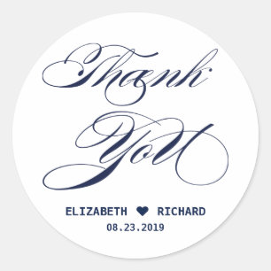 Sticker Rond Élégant Merci de script Mariage personnalisé