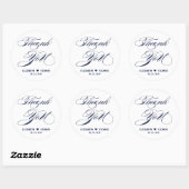 Sticker Rond Élégant Merci de script Mariage personnalisé (Feuille)