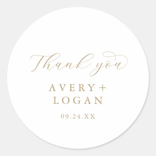 Sticker Rond Elégant Merci de script or mariage Faveur (Devant)