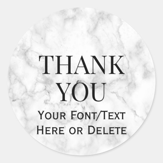 Sticker Rond Élégant Merci de texte/Marbre blanc de police pers (Devant)