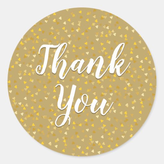 Sticker Rond Elégant Merci des Coeurs d'Or (Devant)