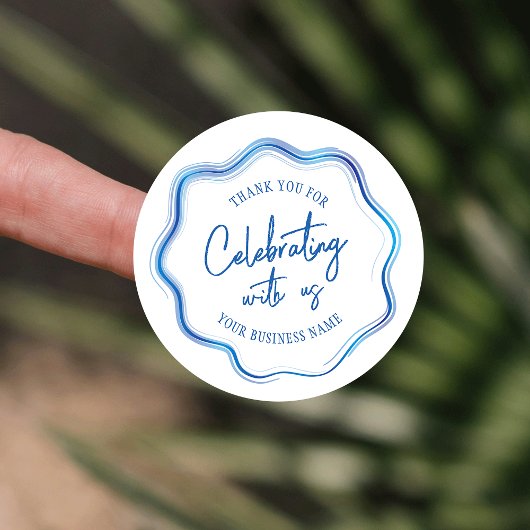 Sticker Rond Elégant Merci d'événements professionnels Blue Wat