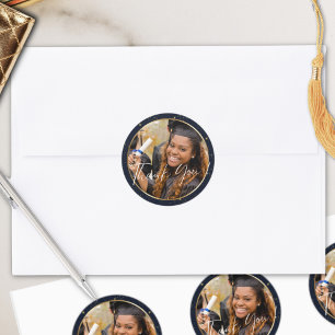 Sticker Rond Élégant Merci d'or de la Marine