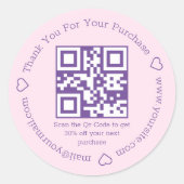 Sticker Rond élégant merci entreprise qr code rose violet (Devant)